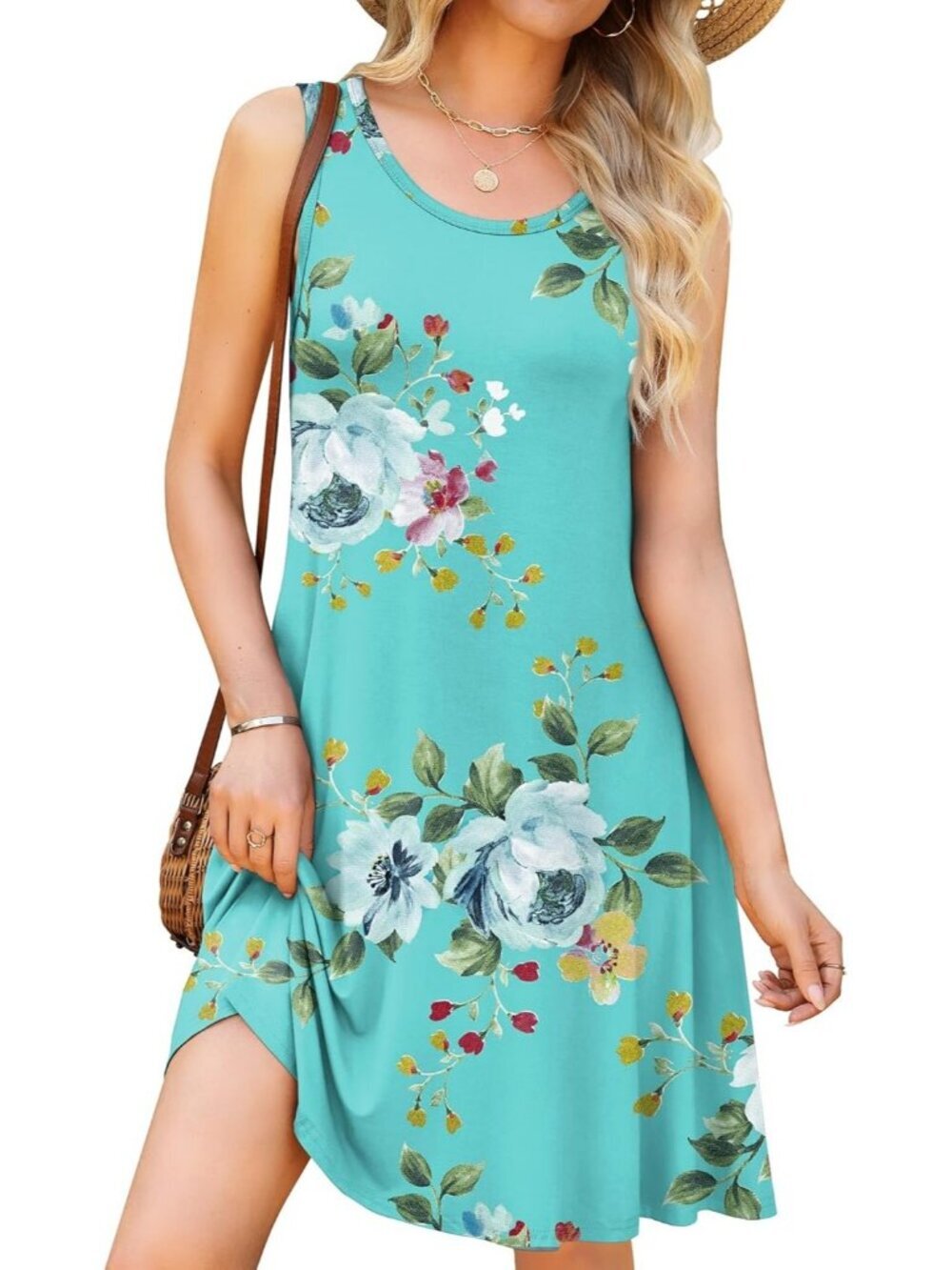 Women's Mint Green Casual Swing Shirt Dress Beach Cover Loose Mini Dress